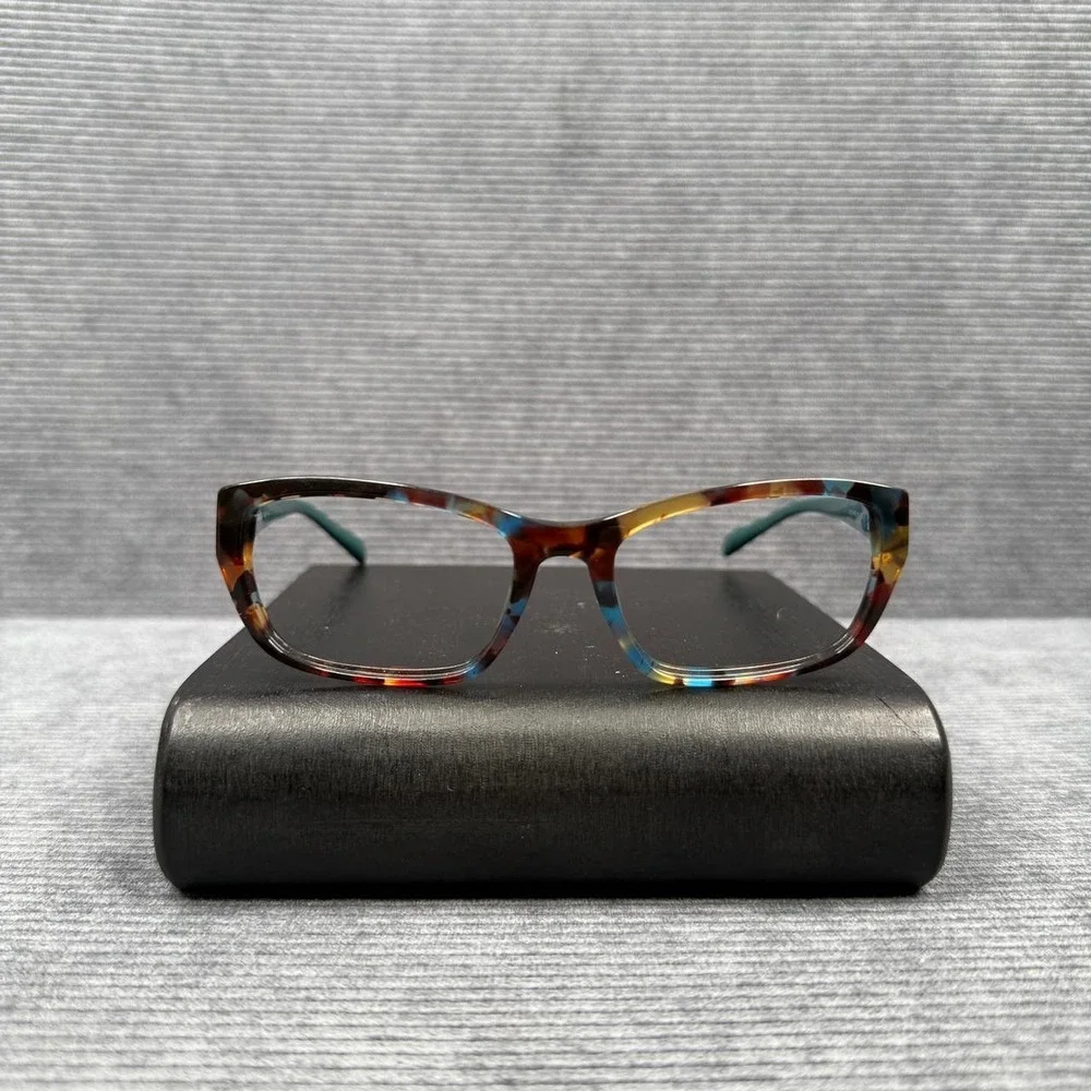 Prada NAG-1O1 Tortoise Teal Rectangular Eyeglasses Frames Italy BP30353232